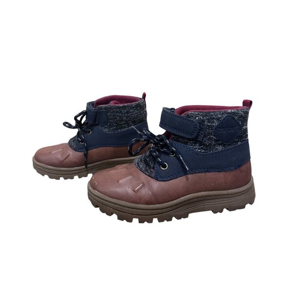 Carters Boots Rugged Lace Up w Strap Closure Textured Knit Upper Size Boy 11 M - Picture 7 of 16